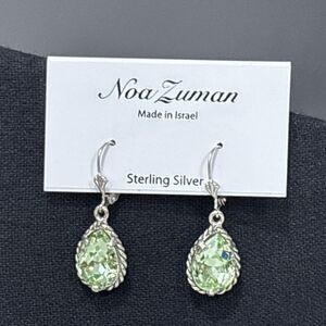 Noa Zuman Sterling Silver Earrings Green Dangle 925 Israel NEW